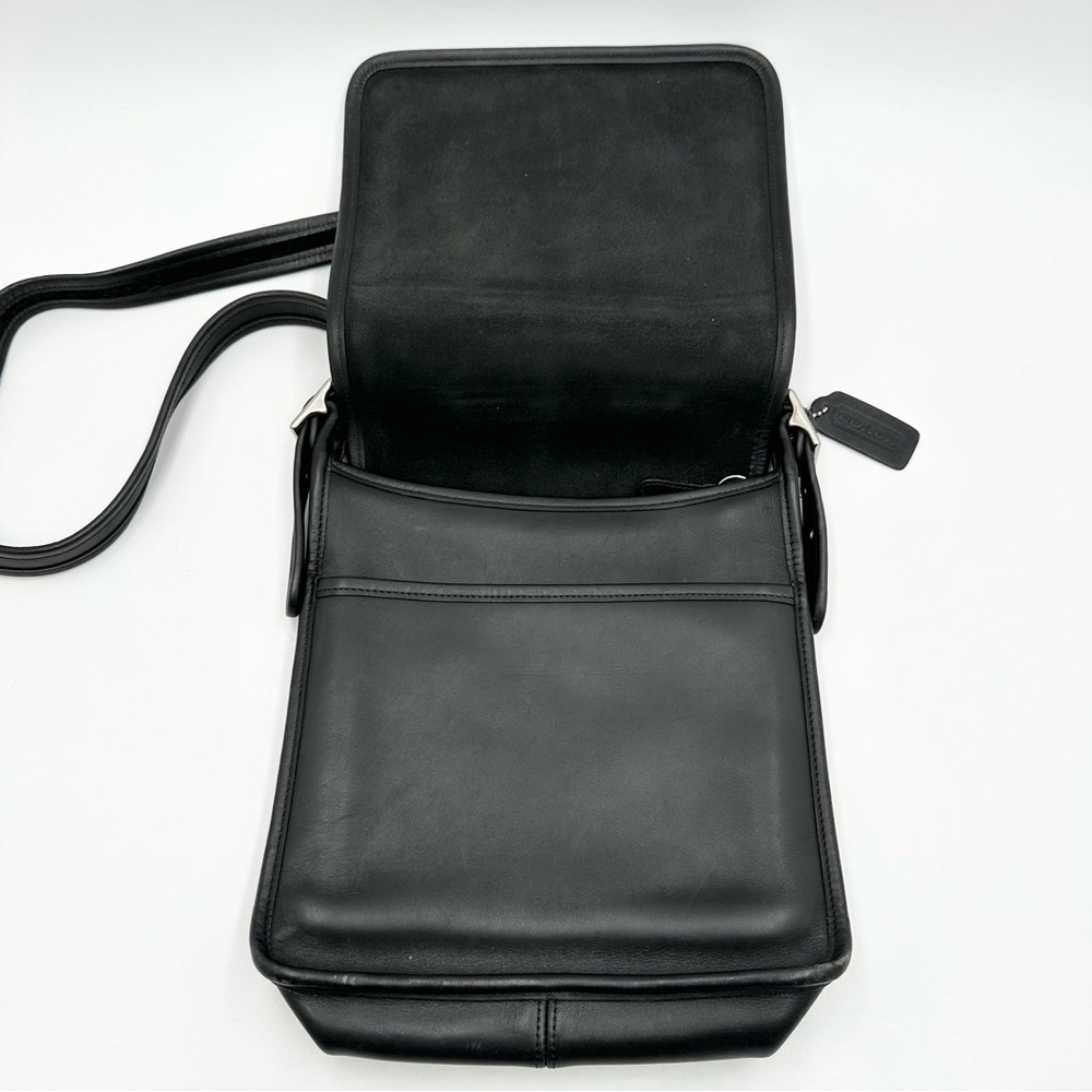 Vintage Coach Flap Leather Shoulder Crossbody Handbag 9144 Black - Picture 4 of 9